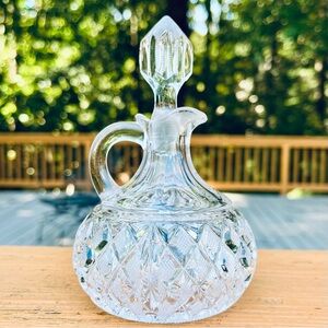 Small vintage lead crystal brilliant glass cruet /decanter w/stopper